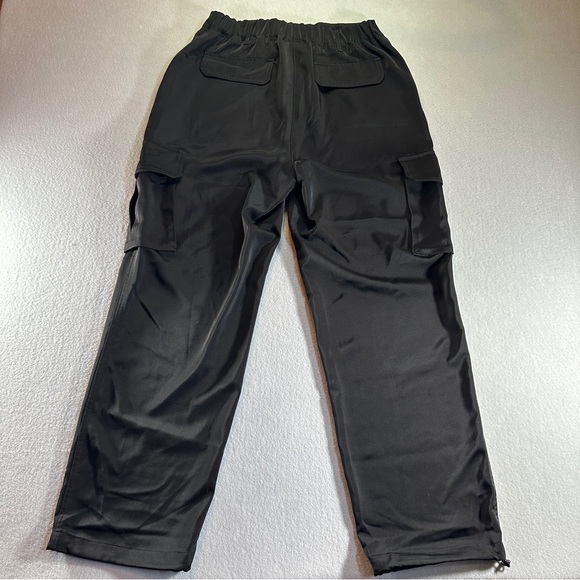 Joie Women’s 8 Black Wide Leg Satin Cargo Pants Luxe Dressy‎ Utility Style - Picture 7 of 8
